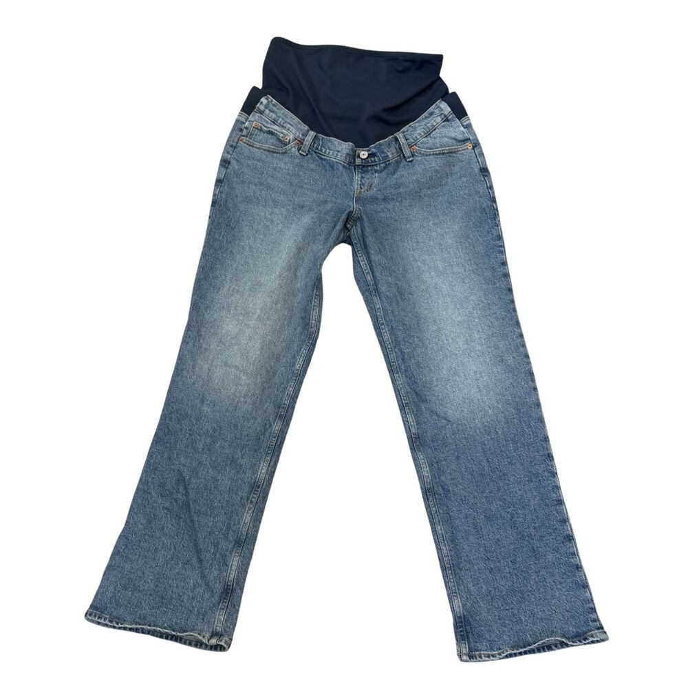 Abercrombie & Fitch Maternity Medium Wash Blue Baggy Fit Sz 30L Jeans Full Panel